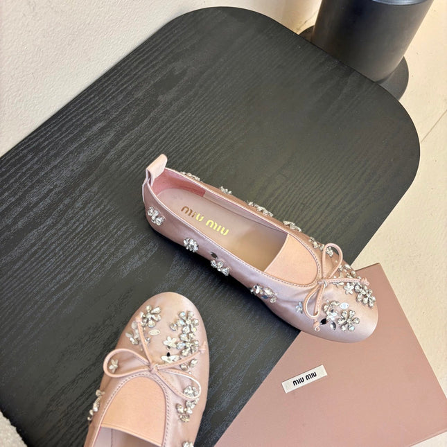 MIUMIU 25S MARY JANE SHOES IN PINK SATIN
