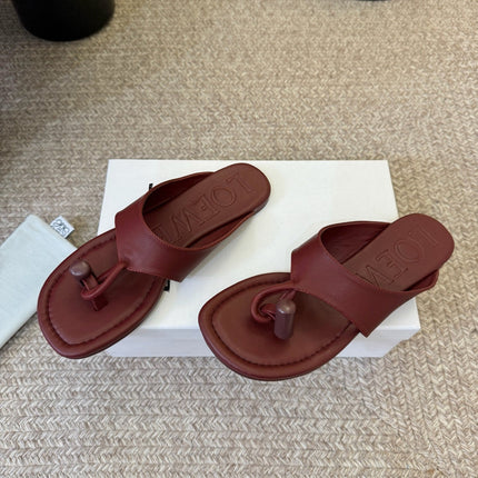 LOEWE 26S TOGGLE FLAT SANDAL IN DARK BROWN CALFSKIN