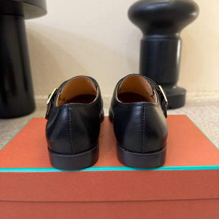 LP 26S MONK STRAP LOAFERS IN BLACK CALFSKIN SILVER HARDWARE