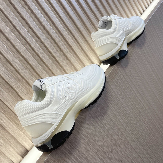 CHANEL 26S SNEAKER 35 MM IN CREAM WHITE MESH AND CALFSKIN LOW TOP