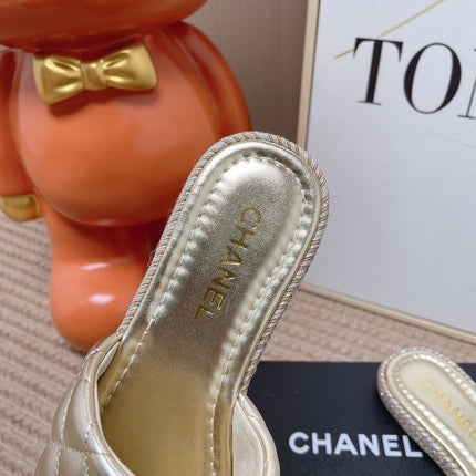 CHANEL 26S WEDGE SANDALS IN GOLD LAMBSKIN