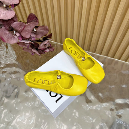 LOEWE 26S BALLET FLATS IN YELLOW CALFSKIN
