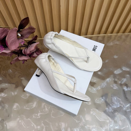 JACQUEMUS 26S THONG HEEL SANDALS 45 MM IN WHITE CALFSKIN