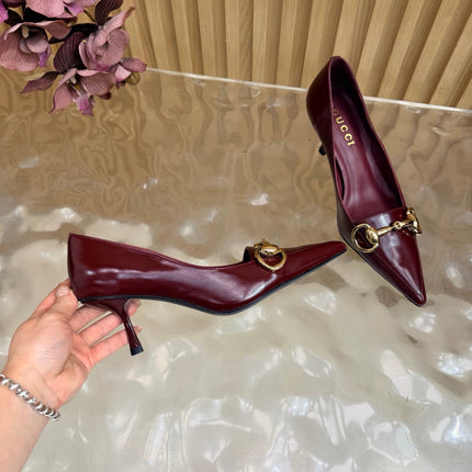 GUCCI 26S HIGH HEELS 65 MM IN DARK RED SMOOTH LEATHER