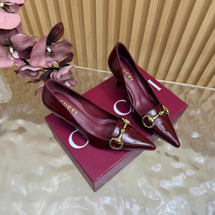 GUCCI 26S HIGH HEELS 65 MM IN DARK RED SMOOTH LEATHER