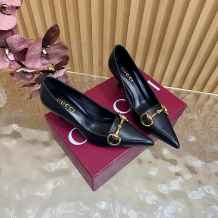 GUCCI 26S HIGH HEELS 65 MM IN BLACK SMOOTH LEATHER