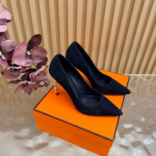 HM 26S HIGH-HEEL 80 MM IN BLACK SUEDE