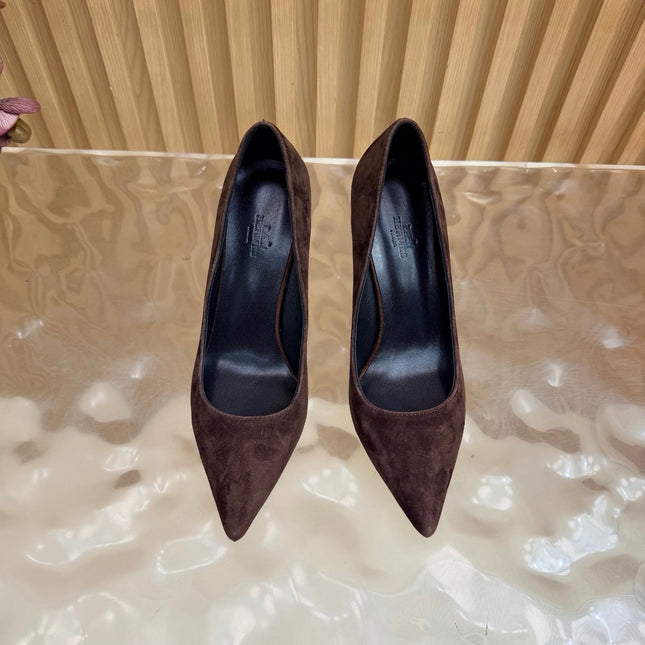HM 26S HIGH-HEEL 80 MM IN DARK BROWN SUEDE