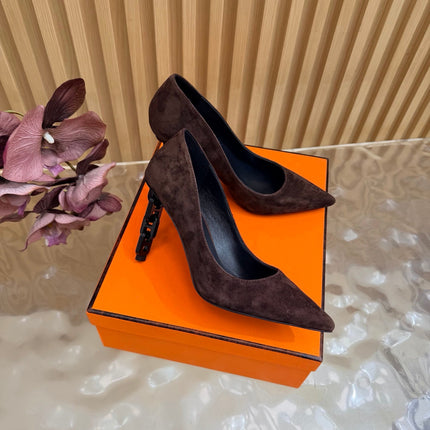 HM 26S HIGH-HEEL 80 MM IN DARK BROWN SUEDE