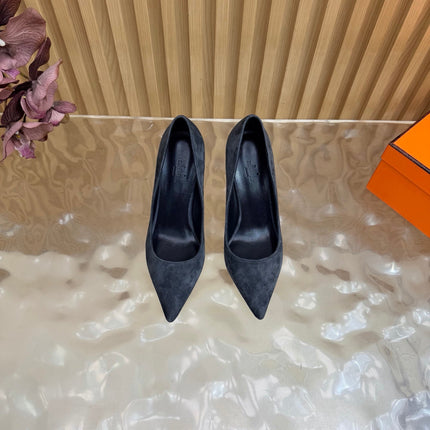 HM 26S HIGH-HEEL 80 MM IN DARK GREY SUEDE