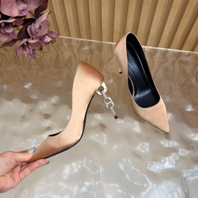 HM 26S HIGH-HEEL 80 MM IN CHAMPAGNE GOLD SATIN
