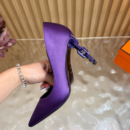 HM 26S HIGH-HEEL 80 MM IN PURPLE SATIN