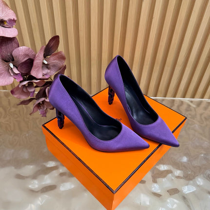 HM 26S HIGH-HEEL 80 MM IN PURPLE SATIN