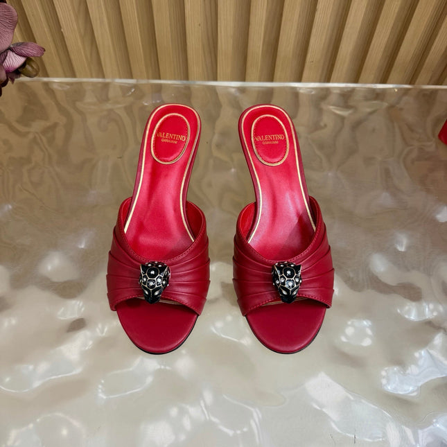 VALENTINO 26S HIGH-HEEL SANDALS 50 MM IN DARK RED GATHERED CALFSKIN