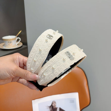 CHANEL 26S HEADBAND IN CREAM WHITE LACE FABRIC 505287