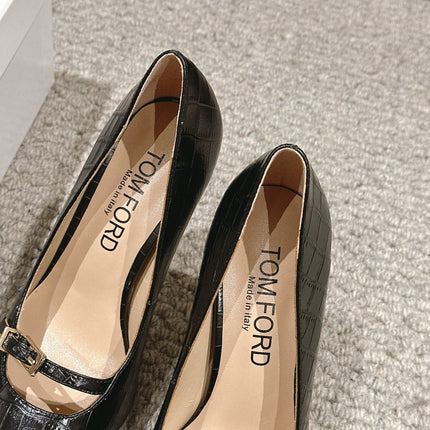 HIGH HEEL 10 CM IN BLACK CROCODILE LEATHER