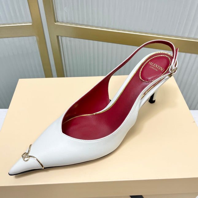 VALENTINO 26S SLINGBACK PUMPS 45 MM IN CREAM WHITE CALFSKIN