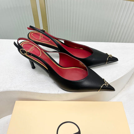 VALENTINO 26S SLINGBACK PUMPS 45 MM IN BLACK CALFSKIN