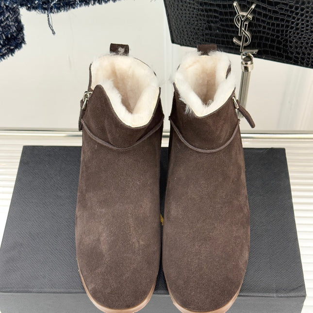 ALAIA 26S SNOW BOOTS IN DARK BROWN SUEDE AND WOOL