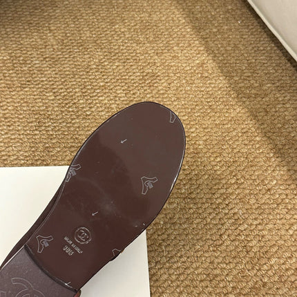 CHANEL 26S MARY JANE FLATS IN DARK BROWN SUEDE CC LOGO