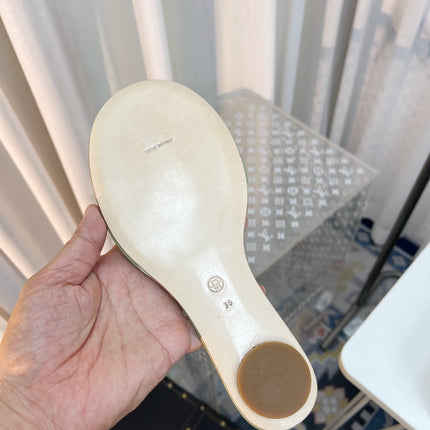 THE ROW 26S PIXEL APPLIQUE MULES IN PISTACHIO GREEN CALFSKIN