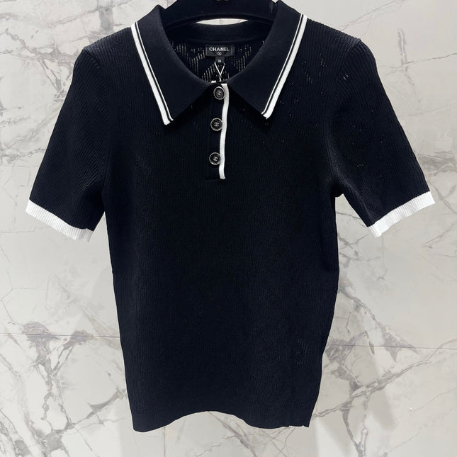 CHANEL 26S SHORT-SLEEVE KNIT POLO STYLE 1176