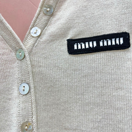 MIUMIU 26S V-NECK BUTTONED LONG-SLEEVE KNIT TOP 1432
