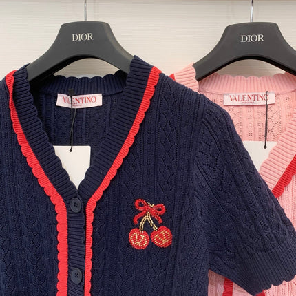 VALENTINO 26S SHORT-SLEEVE KNIT CARDIGAN 469