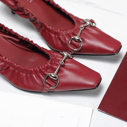 GUCCI 26S HORSEBIT GATHERED PUMPS 55 MM IN DARK RED CALFSKIN
