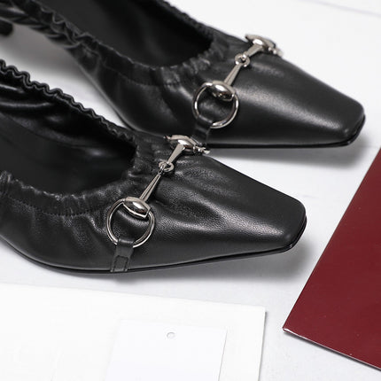 GUCCI 26S HORSEBIT GATHERED PUMPS 55 MM IN BLACK CALFSKIN
