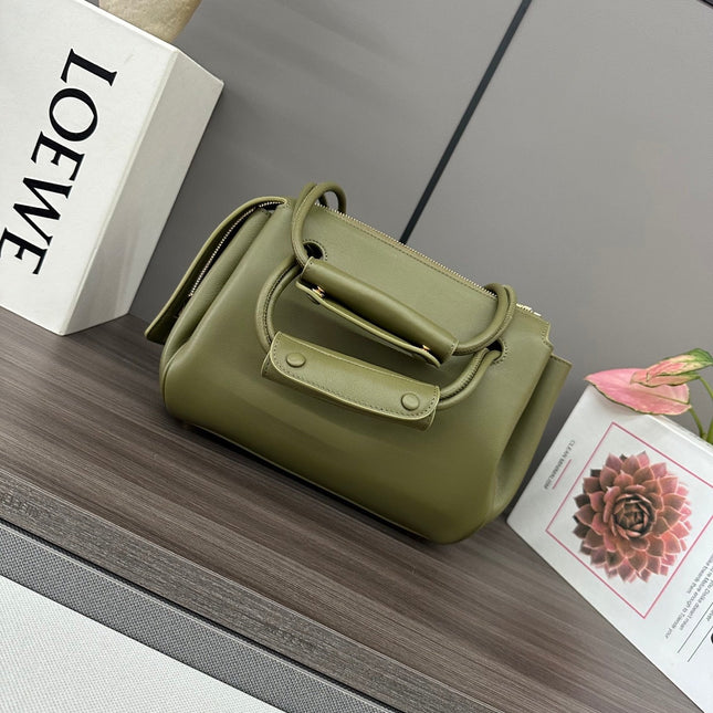 LOEWE 25S MEDIUM MADRID BAG 23 IN OLIVE GREEN CALFSKIN GOLD HARDWARE