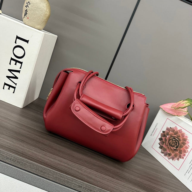 LOEWE 25S MEDIUM MADRID BAG 23 IN CHERRY RED CALFSKIN GOLD HARDWARE