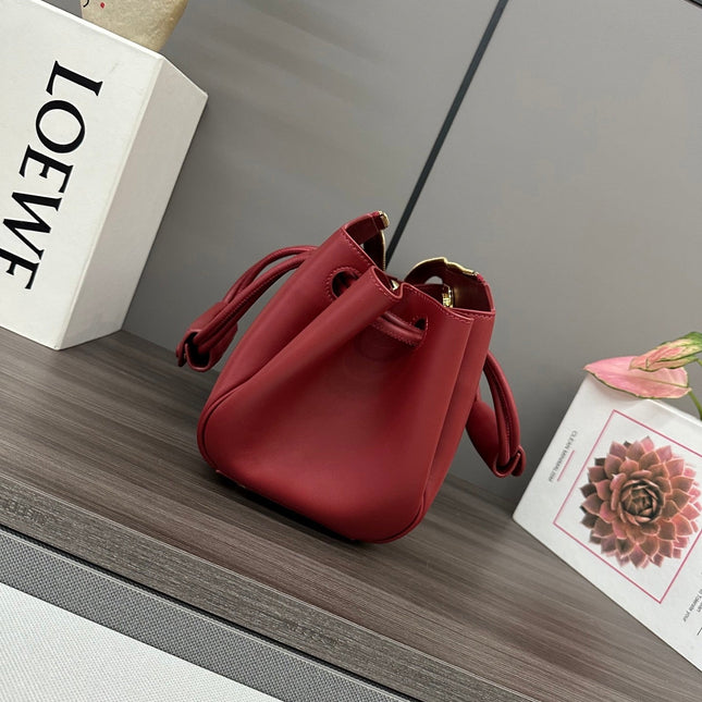 LOEWE 25S MEDIUM MADRID BAG 23 IN CHERRY RED CALFSKIN GOLD HARDWARE