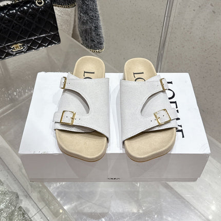 LOEWE 26S EASE SLIDE IN WHITE SUEDE