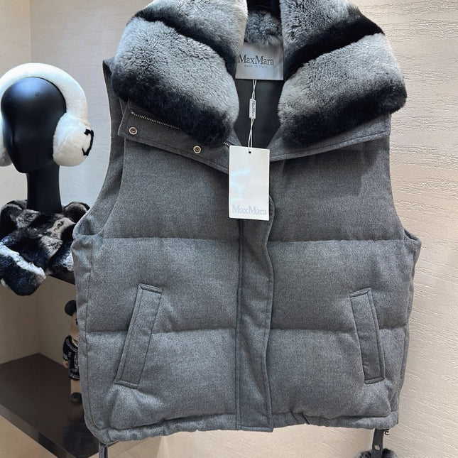 MAX MARA 25S VEST WITH RABBIT FUR COLLAR 058