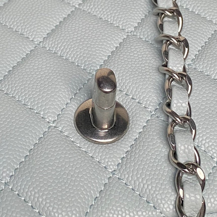 CHANEL 25S SMALL DOUBLE FLAP 19 IN LIGHT BLUE CALFSKIN GOLD HARDWARE