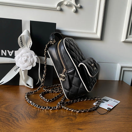 CHANEL 25S MINI BACKPACK 18 IN BLACK LAMBSKIN