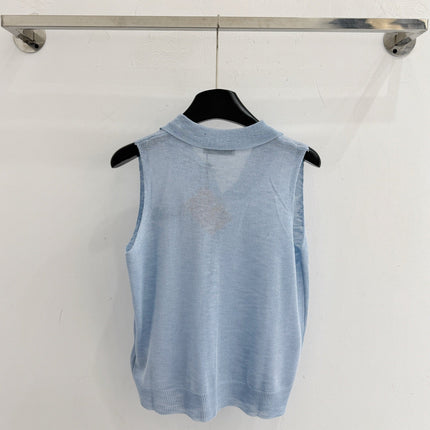 MIUMIU 26S SLEEVELESS KNIT POLO TOP STYLE 1069