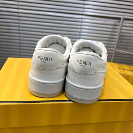 FENDI MATCH LOW TOPS IN WHITE CALFSKIN AND MESH