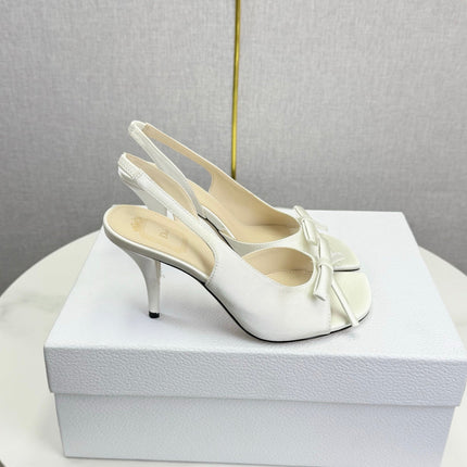 DIOR 26S HIGH-HEEL BACK-STRAP SHOES IN WHITE SATIN