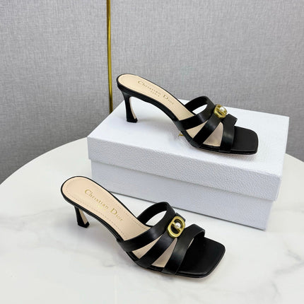 DIOR 26S 30 MONTAIGNE HIGH-HEELED IN BLACK CALFSKIN GOLD HARDWARE