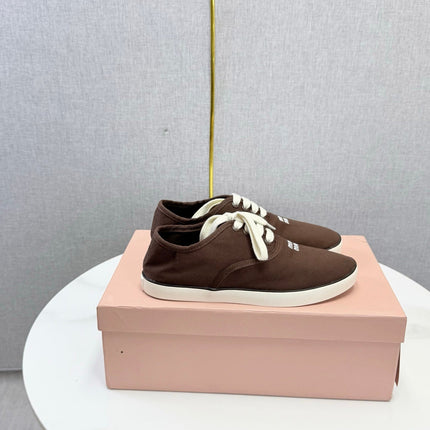 MIUMIU 26S SNEAKER IN DRAK BROWN FABRIC