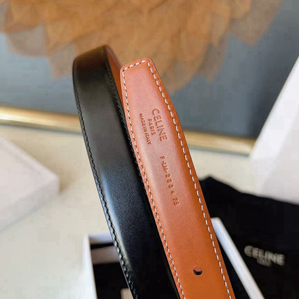 CELINE 26S BELT 25 MM IN BLACK AND BROWN CALFSKIN 636402