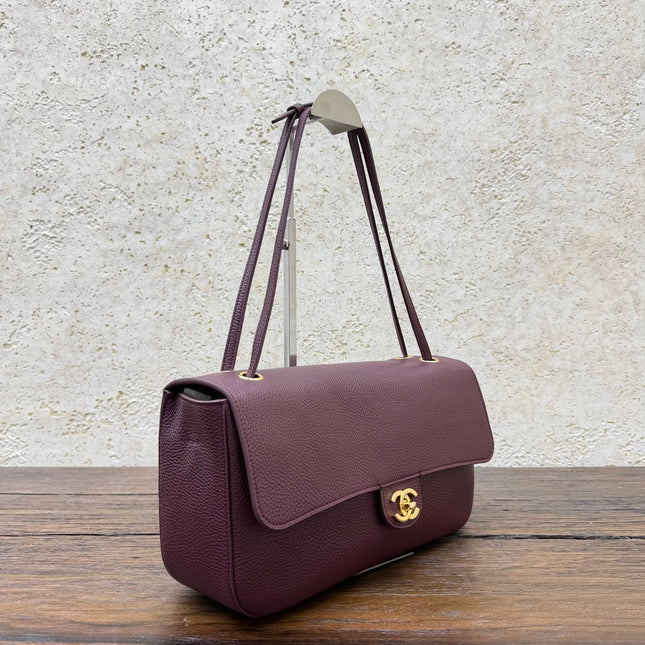 CHANEL 26S SHOULDER BAG 33 IN BURGUNDY LAMBSKIN GRAINED