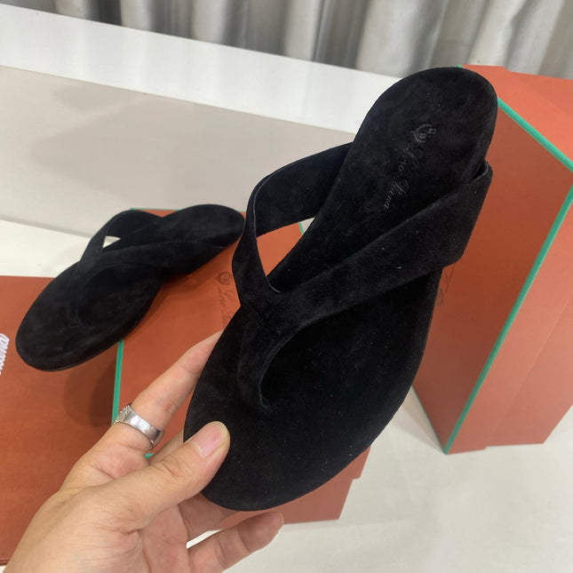 LP 26S THONG SANDALS IN BLACK SUEDE