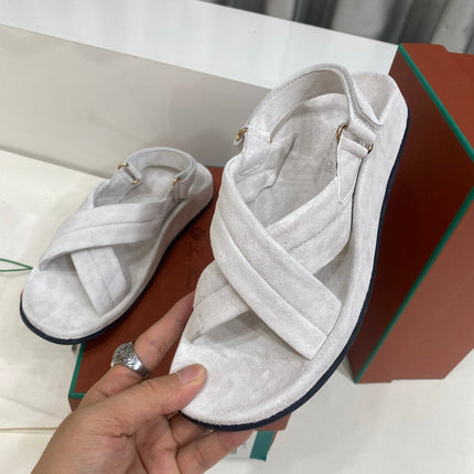 LP 26S CROSS-STRAP SANDALS IN OFF WHITE SUEDE
