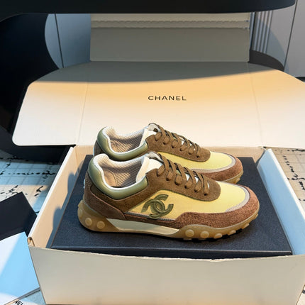 CHANEL 26S CHUNKY SNEAKERS IN BROWN AND LIGHT YELLOW SUEDE