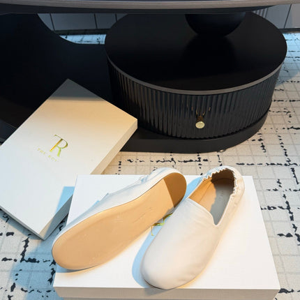 THE ROW 26S LOAFERS IN WHITE CALFSKIN