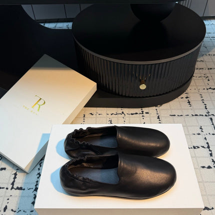 THE ROW 26S LOAFERS IN BLACK CALFSKIN