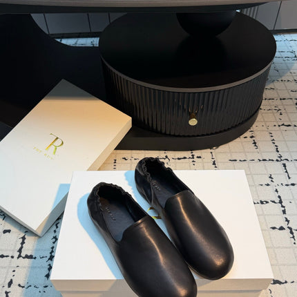 THE ROW 26S LOAFERS IN BLACK CALFSKIN